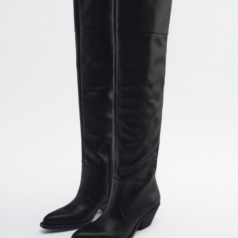 ZARA LEATHER COWBOY BOOTS SIZE 6.5 ,8 US